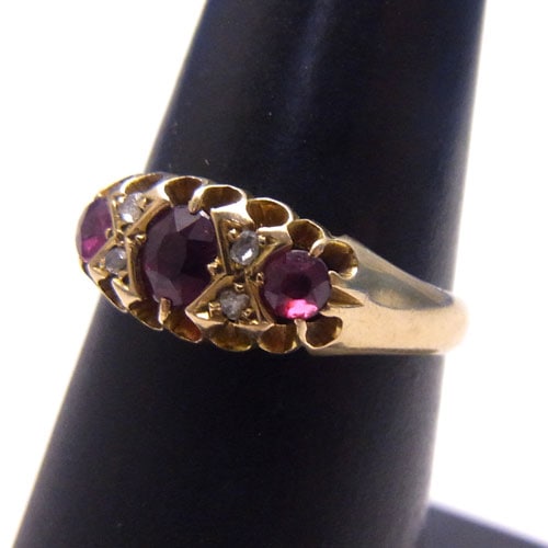 sold 18金 ルビー＆ダイヤモンド　一文字 1901年 リング