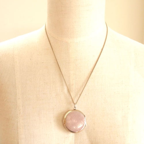 sold-David Andersen ピンク　ギロッシュエナメル　ローズデザイン　ロケットペンダント