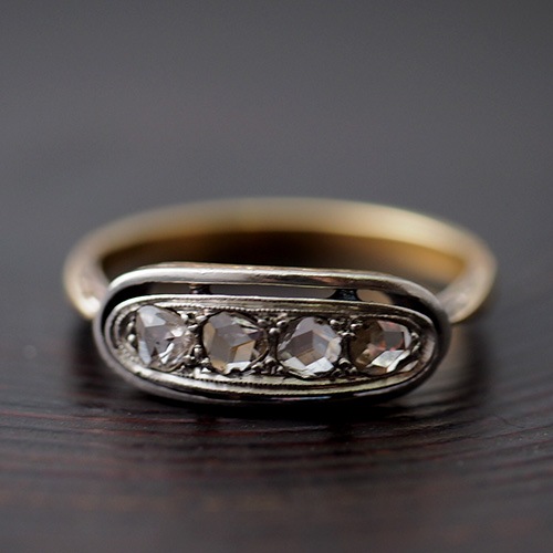 14金　4ローズカットダイヤモンド リング