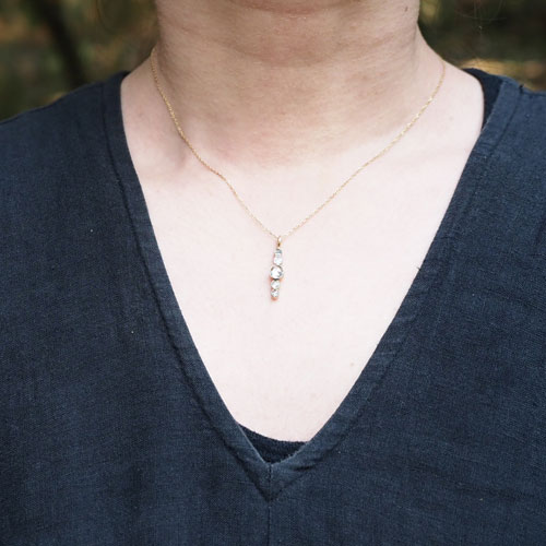 18金 ローズカットダイヤモンド 5ストーン ペンダント(アンティークジュエリー)