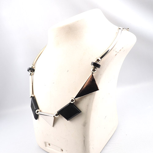 Jacob Bengel ジャコブベンゲル　ブラックガラリす　クロームアールデコネックレス