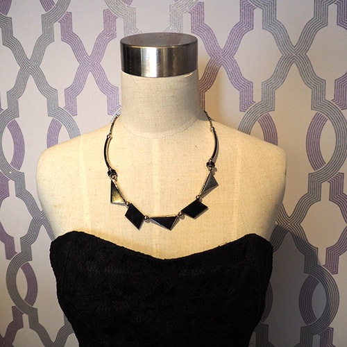 Jacob Bengel ジャコブベンゲル　ブラックガラリす　クロームアールデコネックレス