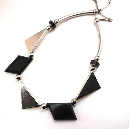 Jacob Bengel ジャコブベンゲル　ブラックガラリす　クロームアールデコネックレス