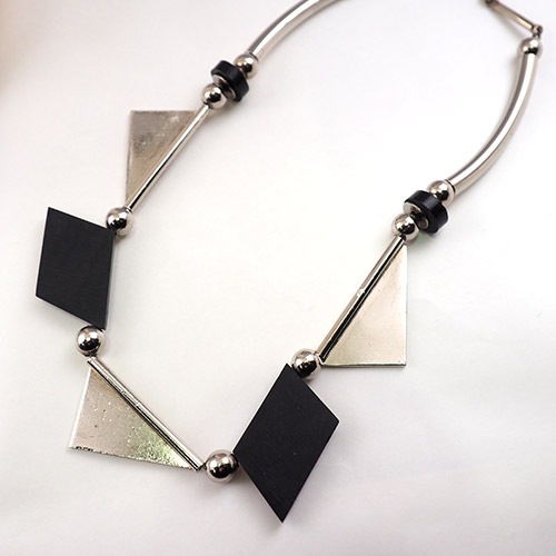 Jacob Bengel ジャコブベンゲル　ブラックガラリす　クロームアールデコネックレス