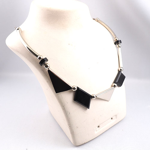 Jacob Bengel ジャコブベンゲル　ブラックガラリす　クロームアールデコネックレス