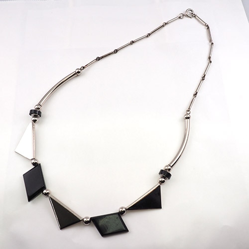 Jacob Bengel ジャコブベンゲル　ブラックガラリす　クロームアールデコネックレス