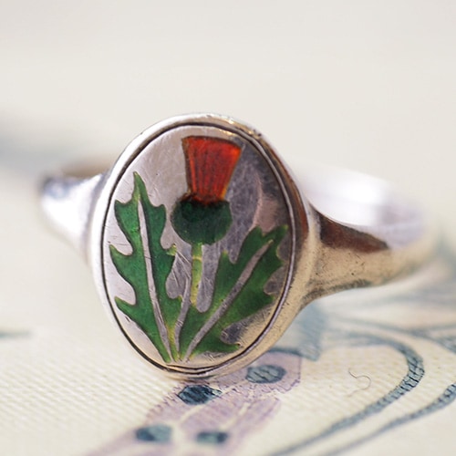 シルバー　シャンルベエナメル　アザミ　リング