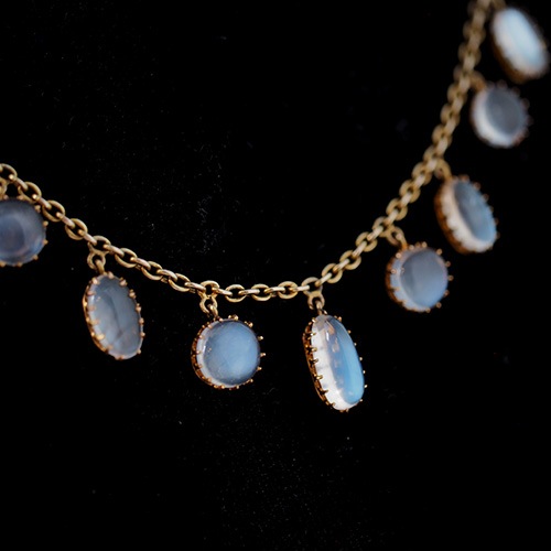 9金　ブルームーンストーン　フリンジネックレス