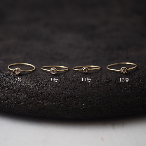 18金 シャンパンブラウン ローズカットダイヤモンド スキニーリング