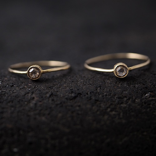 18金 シャンパンブラウン ローズカットダイヤモンド スキニーリング