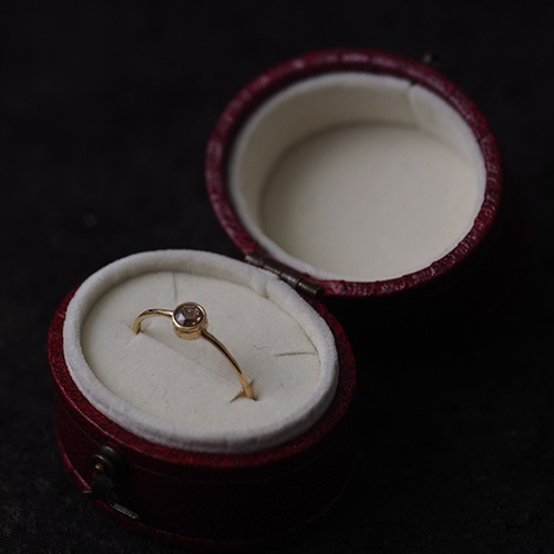 18金 シャンパンブラウン ローズカットダイヤモンド スキニーリング