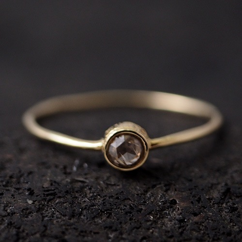 18金 シャンパンブラウン ローズカットダイヤモンド スキニーリング