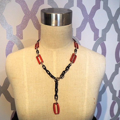 Auguste Bonaz オーギュストボナーズ　クリアレッド＆ブラック　ネックレス