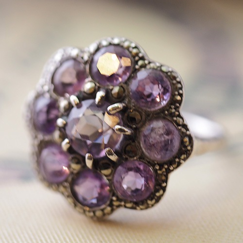 シルバー　アメシスト＆マーカサイト　リング