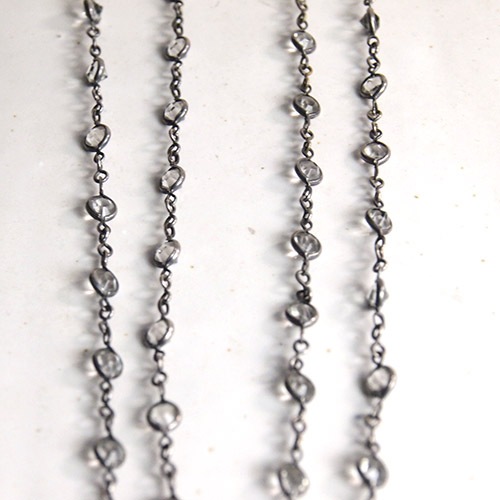 ガンメタル　クリアクリスタル　ロングネックレス（152cm)