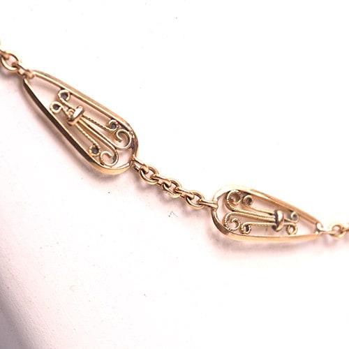 18金　フランス　フィリグリチェーンネックレス　50cm