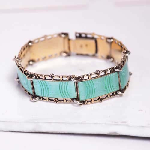 ノルウェイ　アールデコ　アクアエナメルブレスレット