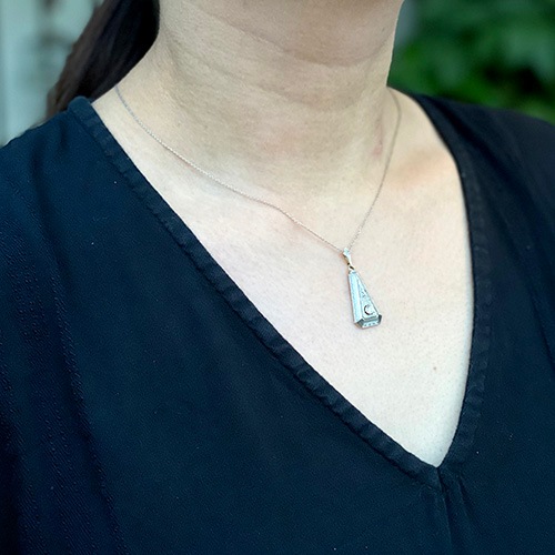 14金　ダイヤモンド　ミルグレイン　アールデコペンダント