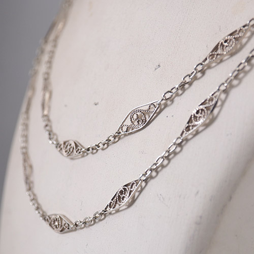 シルバー フレンチ フィリグリチェーン (102cm)