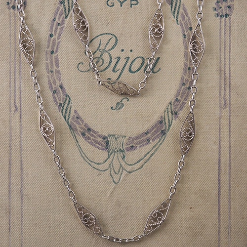 シルバー フレンチ フィリグリチェーン (102cm)