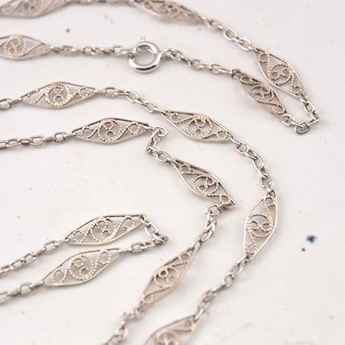 シルバー フレンチ フィリグリチェーン (102cm)