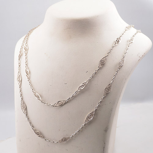シルバー フレンチ フィリグリチェーン (102cm)