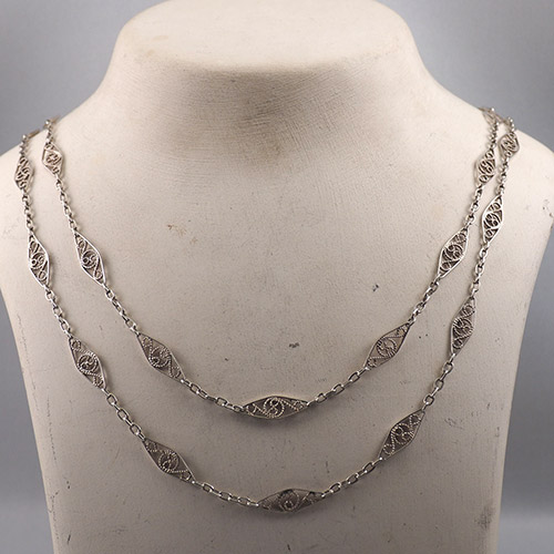 シルバー フレンチ フィリグリチェーン (102cm)
