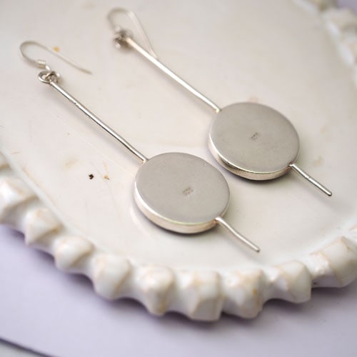 シルバー　フィンランド　オニキスロングピアス（北欧ヴィンテージジュエリー）