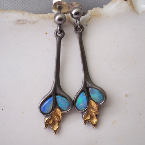 フランスアンティーク モノグラム ローズ シルバー モチーフ アールヌーヴォー FIX アールヌーヴォー 宿り木 フランスアンティーク ネックレス