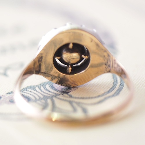 14金 シルバー ローズカットダイヤモンド クラスターリング