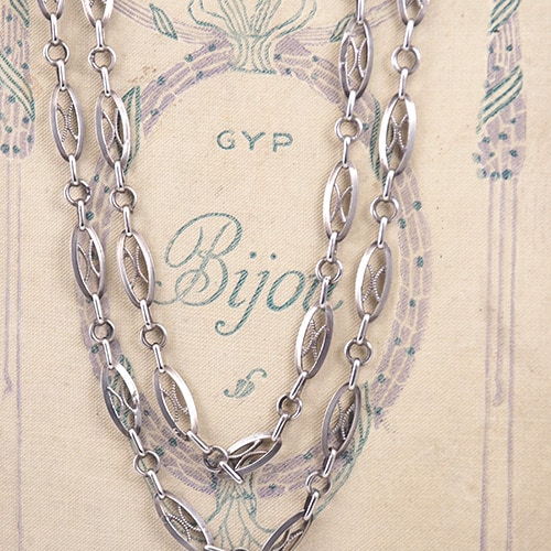 シルバー フレンチ フィリグリ オーバル チェーン (70cm)