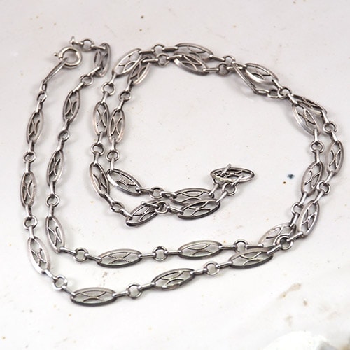 シルバー フレンチ フィリグリ オーバル チェーン (70cm)