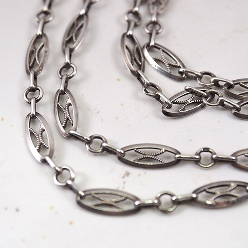 シルバー フレンチ フィリグリ オーバル チェーン (70cm)