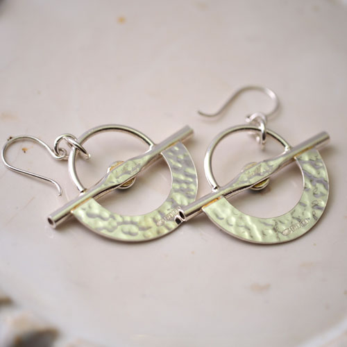 シルバー　フィンランド　グリーンアゲートピアス（北欧　ヴィンテージジュエリー）