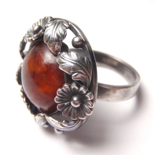 sold-N.E.FROM (N.E.フロム）　アンバー　クラシックフラワー　サークルリング