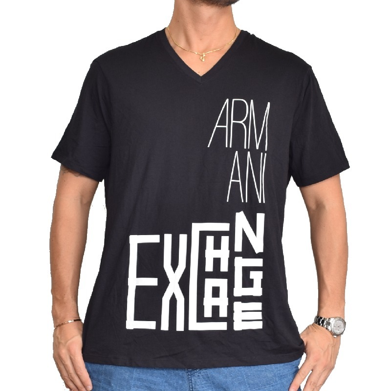 Sale 大きいサイズ メンズ アルマーニエクスチェンジ A X Armani Exchange ロゴプリント Vネック 半袖ｔシャツ Regular Fit 黒 白 Xl Xxl メール便対応 M便 1 1 大きいサイズのメンズ服専門店 Deff