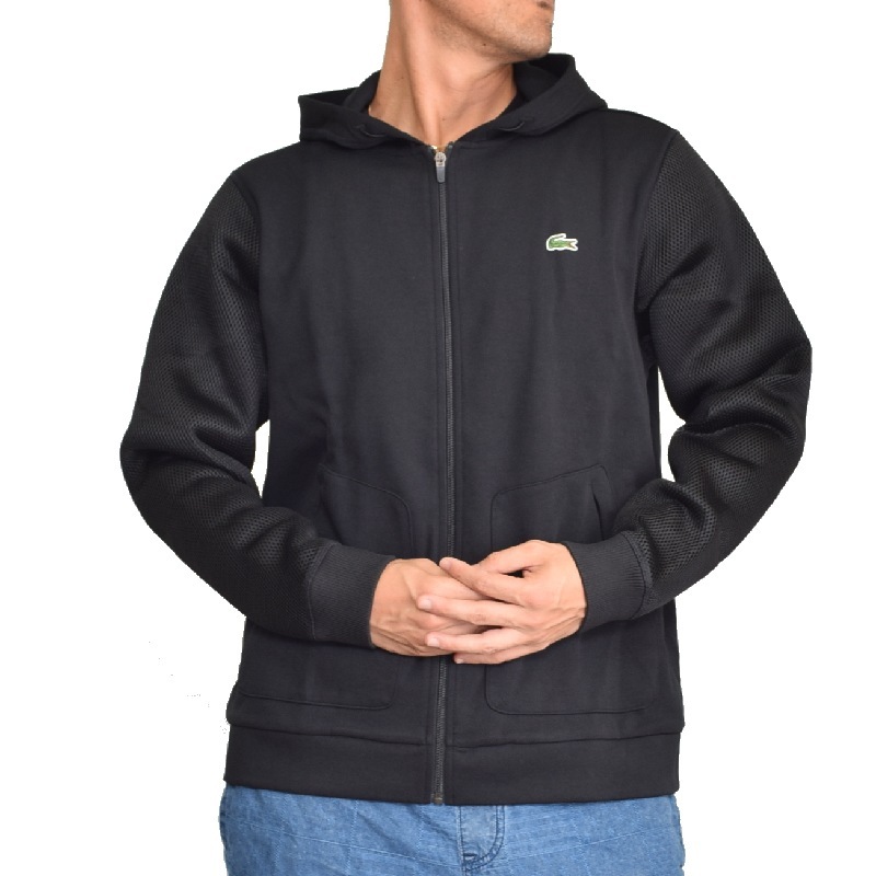 Sale 大きいサイズ メンズ ラコステ Lacoste フードジャケット パーカー フルジップ 切り替え 黒 Xxl Xxxl Xxxxl 大きいサイズのメンズ服専門店 Deff