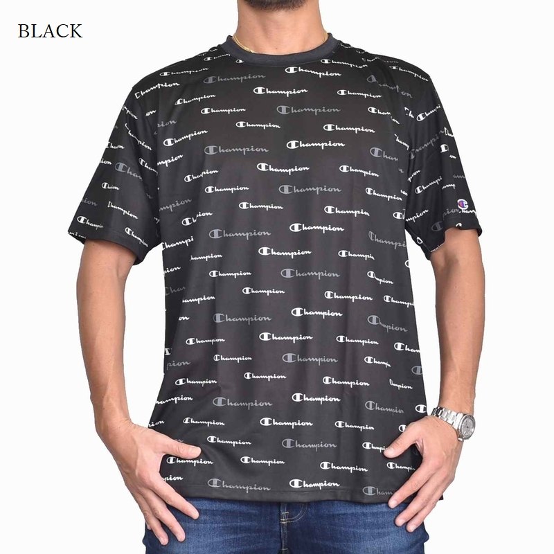 大きいサイズメンズ チャンピオン Champion C Vapor Training 半袖ｔシャツ 総ロゴ 黒 白 ネイビー 3l 4l 5l メール便対応 M便 1 1 大きいサイズのメンズ服専門店 Deff