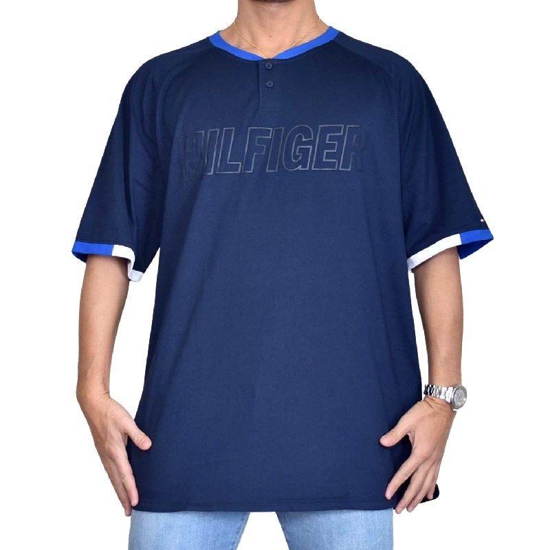 大きいサイズメンズ Tommy Hilfiger Sport トミーヒルフィガースポーツ 半袖ｔシャツ ヘンリーネック ポリエステル ロゴプリント Xl Xxl Xxxl メール便対応 M便 1 1 大きいサイズのメンズ服専門店 Deff