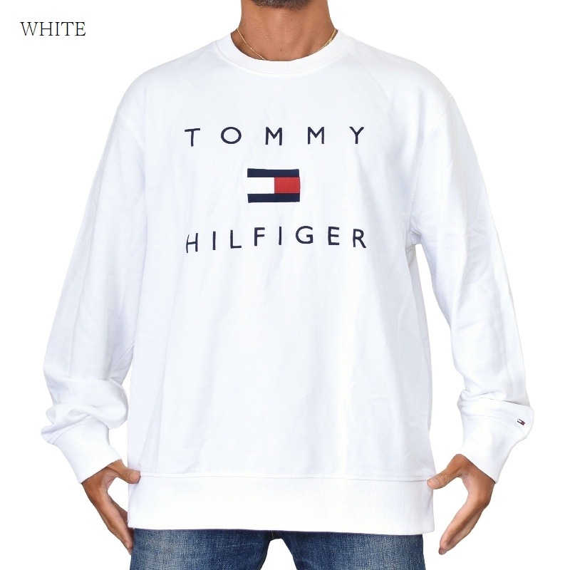 大きいサイズメンズ Tommy Hilfiger トミーヒルフィガー クルーネック スウェットシャツ トレーナー ロゴ刺繍 白 グレー ブルー Xxl Xxxl 大きいサイズのメンズ服専門店 Deff