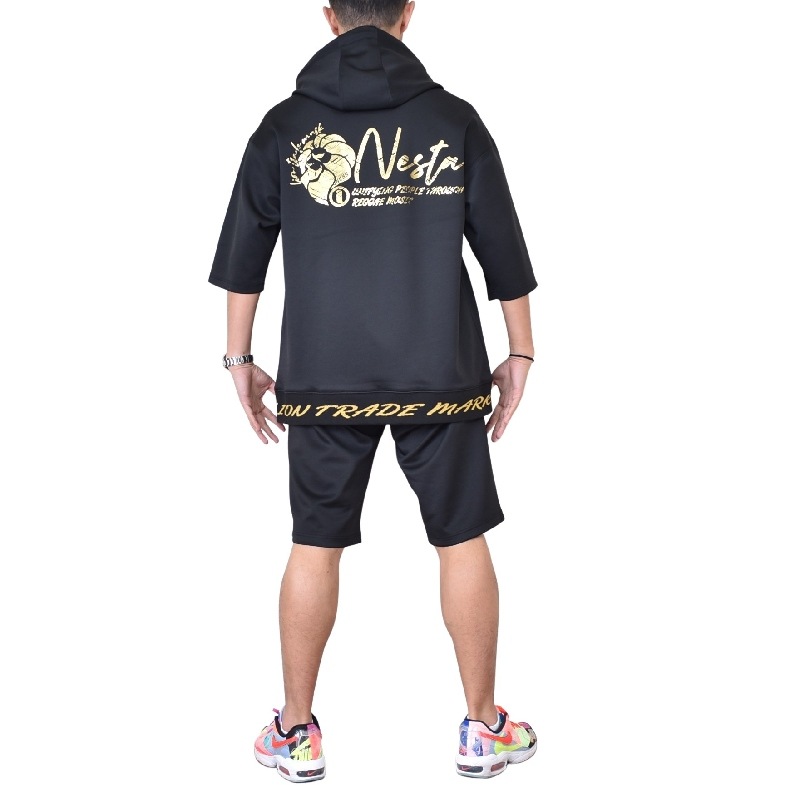 大きいサイズ メンズ Nesta Brand ネスタブランド ゴールド ラメ 6分袖 ジップパーカー セットアップ 半袖 上下 Xxl Xxxl 大きいサイズのメンズ服専門店 Deff