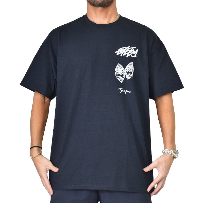 大きいサイズ メンズ EYEDY アイディー TIKI TWO FACE 半袖Tシャツ 黒