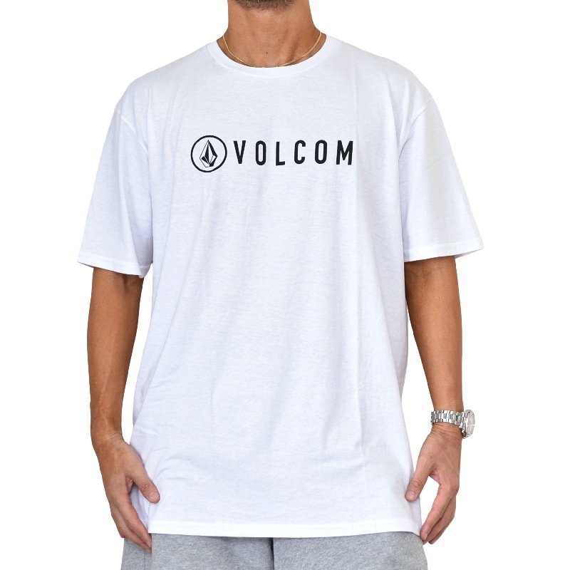 大きいサイズ メンズ VOLCOM ボルコム 半袖 プリント Ｔシャツ 白