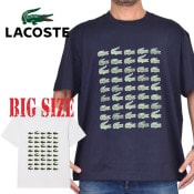 �礭�������� ��� Lacoste �饳���� ���롼�ͥå� Ⱦµ�ԥ���� �ͥ��ӡ��֥롼 �� �ۥ磻�� RELAXED FIT ICONIC PRINT T-SHIRT XXL