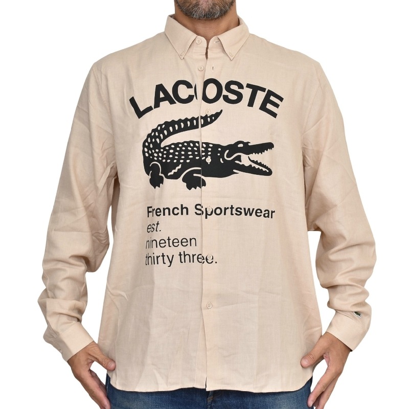 大きいサイズ メンズ ラコステ LACOSTE 長袖シャツ グラフィック