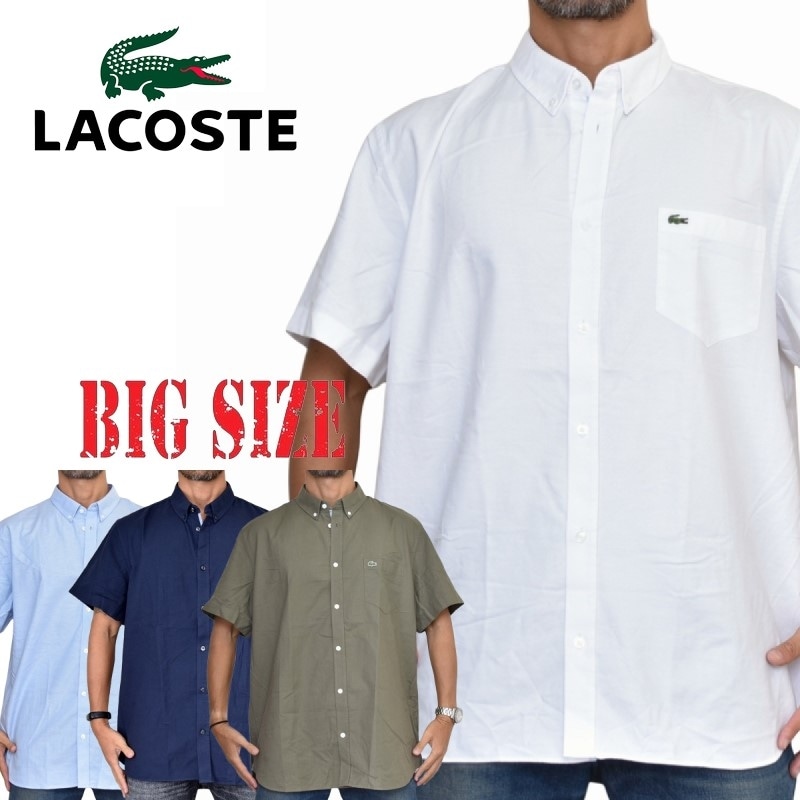 大きいサイズ メンズ ラコステ LACOSTE 半袖シャツ ワンポイント