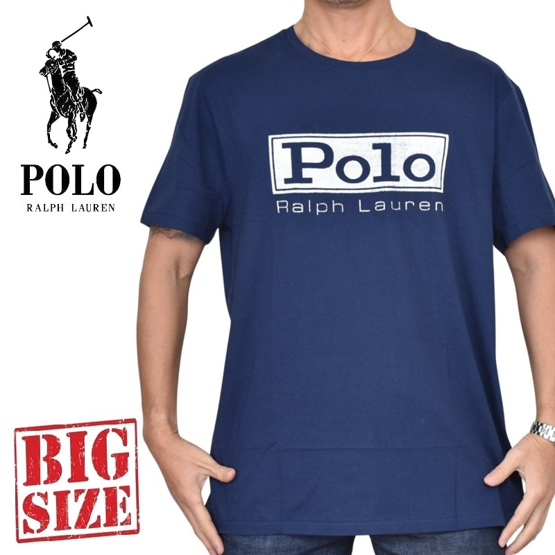 ポロ ラルフローレン 3段 プリント 半袖 Tシャツ メンズ XL 古着 コットン シングルステッチ クルーネック カットソー 霜降り グレー 杢 灰