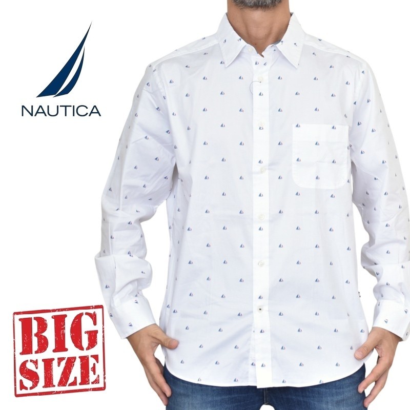 大きいサイズ メンズ NAUTICA ノーティカ ノーチカ 長袖シャツ 総柄