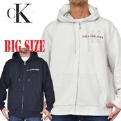 �礭�������� ��� CK ����Х󥯥饤�󥸡��� Calvin Klein Jeans �ѡ����� �ա��ǥ��� �ե른�å� �������å� ���ݥ���ȥѥ���ɽ� �� �֥�å� XXL