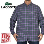 �礭�������� ��� �饳���� LACOSTE ���ݥ���� Ĺµ�����å��� �ե��ͥ륷��� Regular Fit Check Print Flannel Shirt XXL